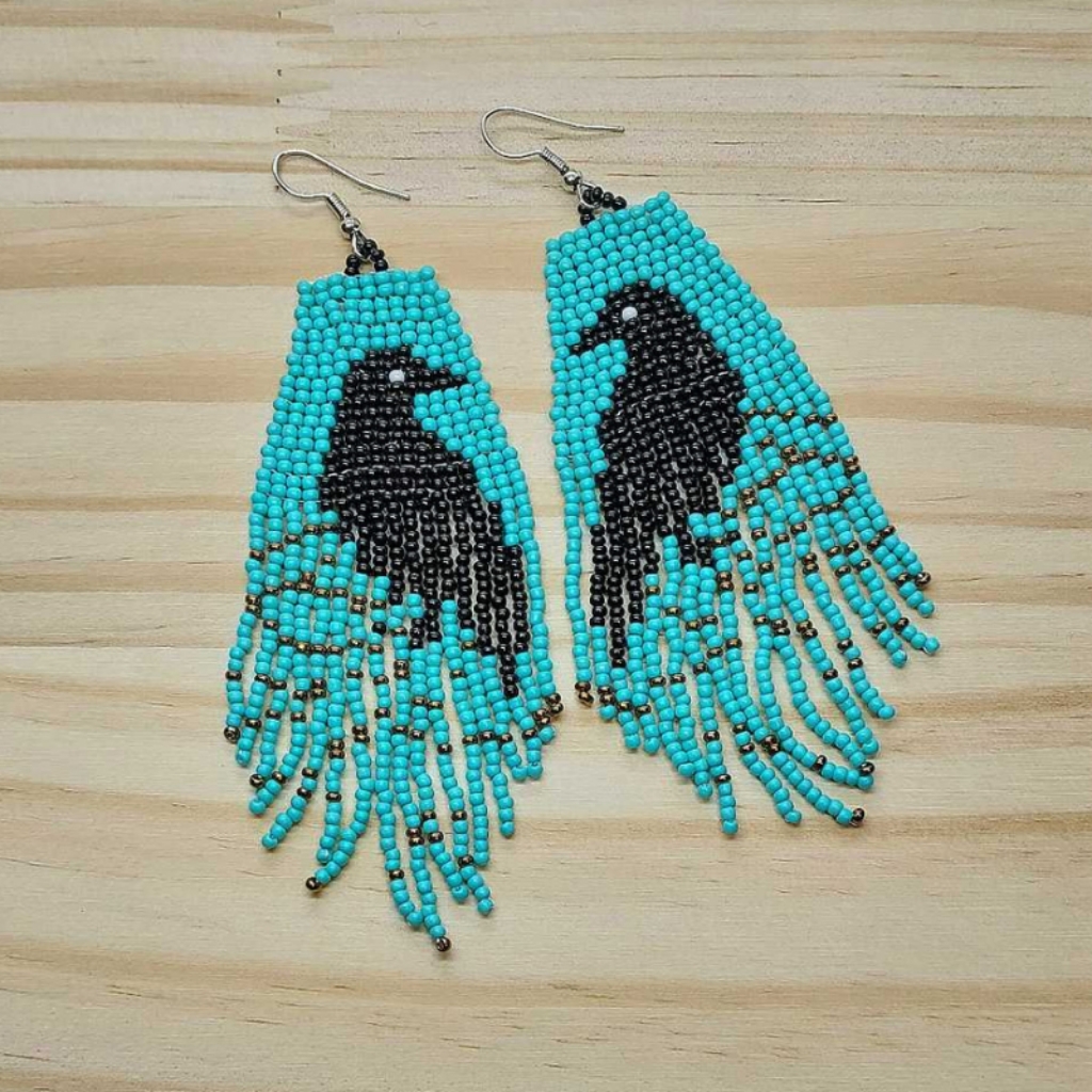 Czech Glass Raven Spiritual Messanger Expression Earrings 24$